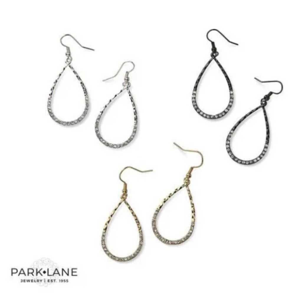 Park Lane Oui Earrings, Set Of 3, Hematite, Yellow Gold & Rhodium Plated